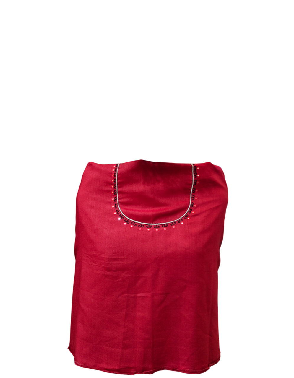 Handpainted Madhubani Blouse Piece on Half Tussar Silk - Maroon